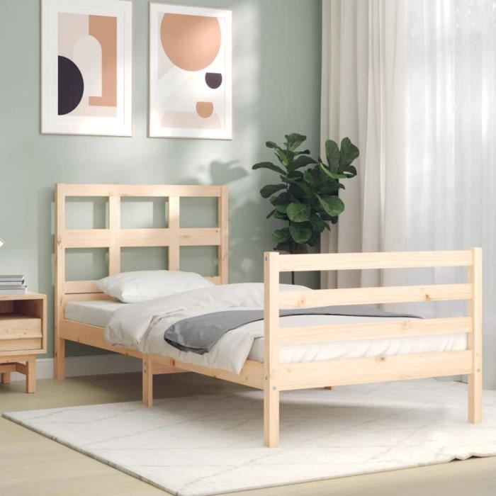 VidaXL Bed Frames with Simple Solid Wood Headboard 3194796