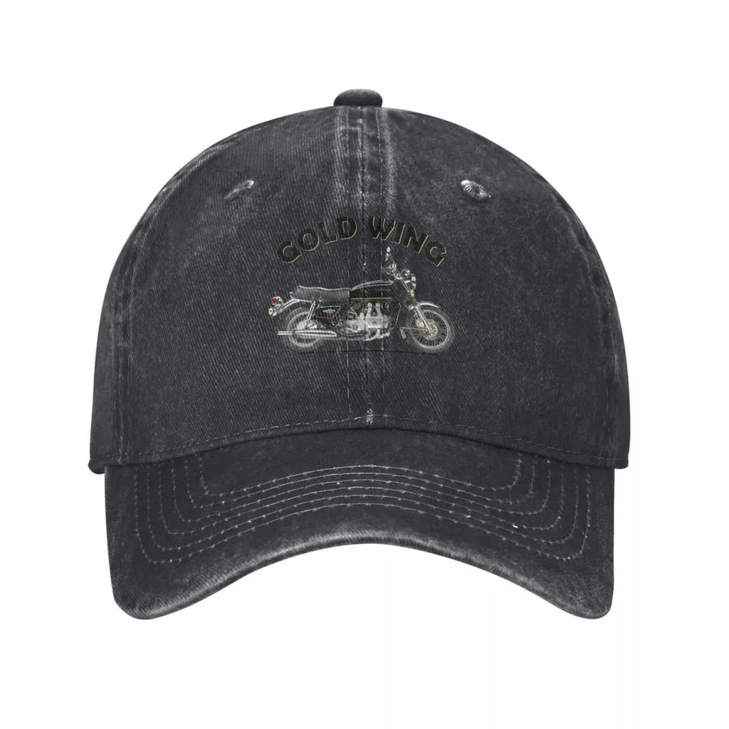 Goldwing Motorrad Rennsport GL1000 Baseballkappen Klassische verwaschene Denim Snapback Mütze Outdoor Ganzjahres Reisekappen Mütze