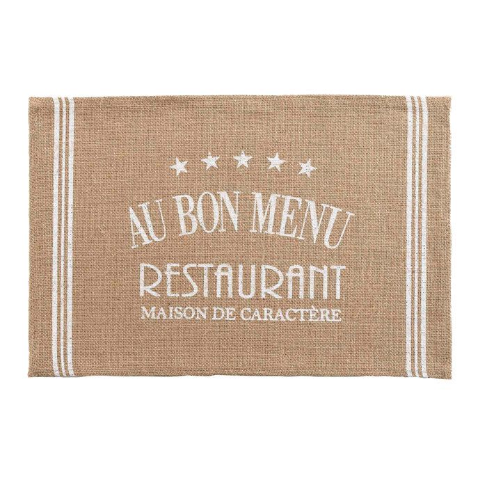 Set de table jute 30 x 45 cm Au bon menu blanc