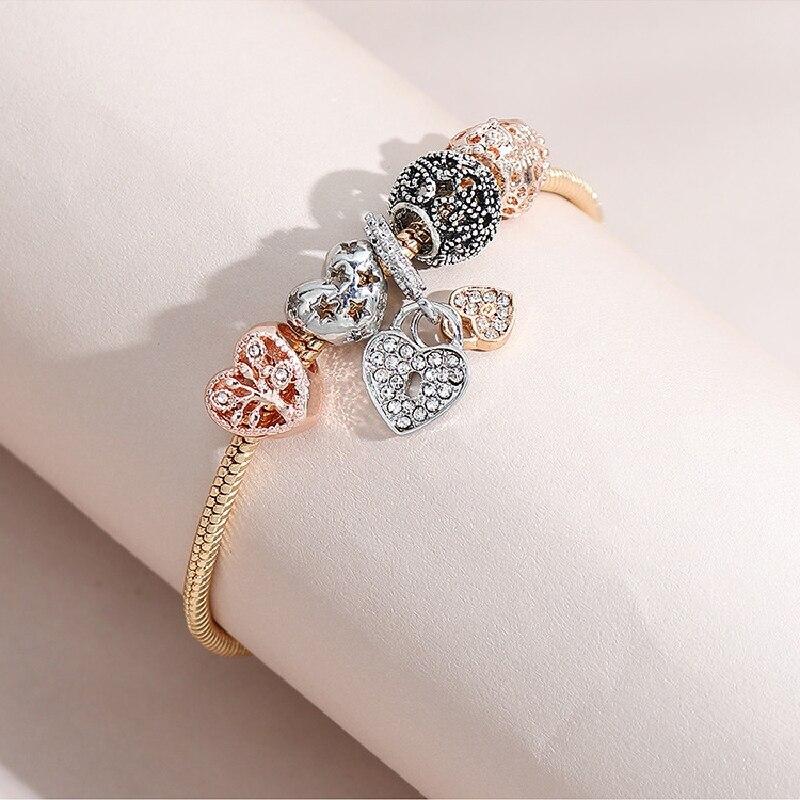 1pcs Heart Shaped Tree Of Life Bracelet Women Fashion Trend Jewelry Copper Chain Diy Beads