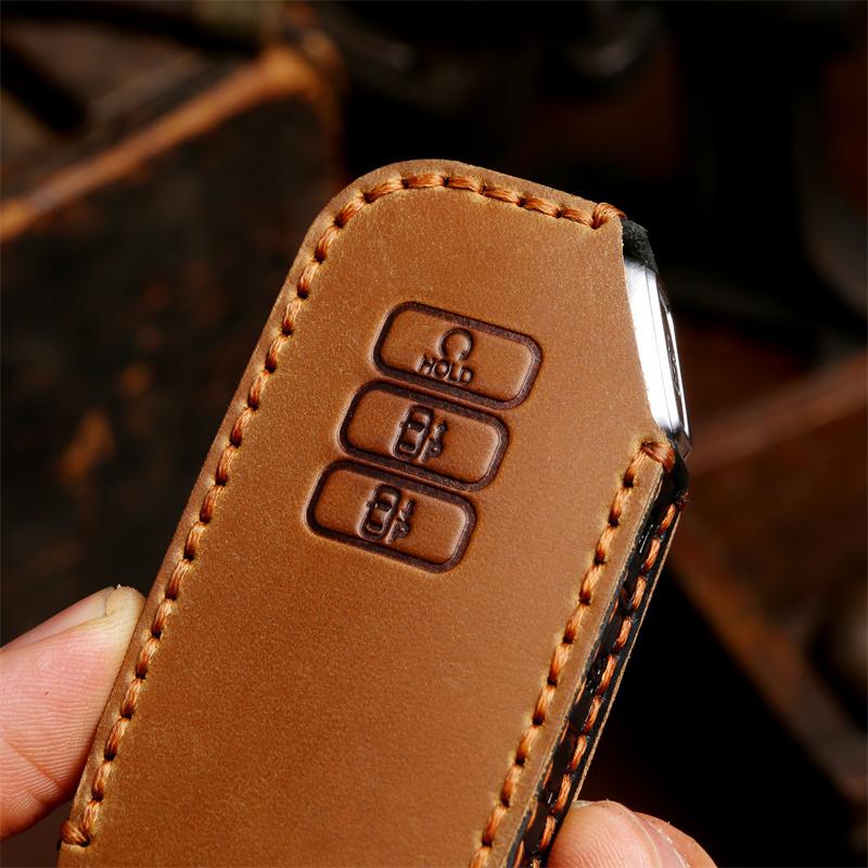 Styling Mouldings Genuine Leather Car Key Case Full Cover Keychain for Kia Ev6 Seltos K5 Sorento Mq4 7 Button
