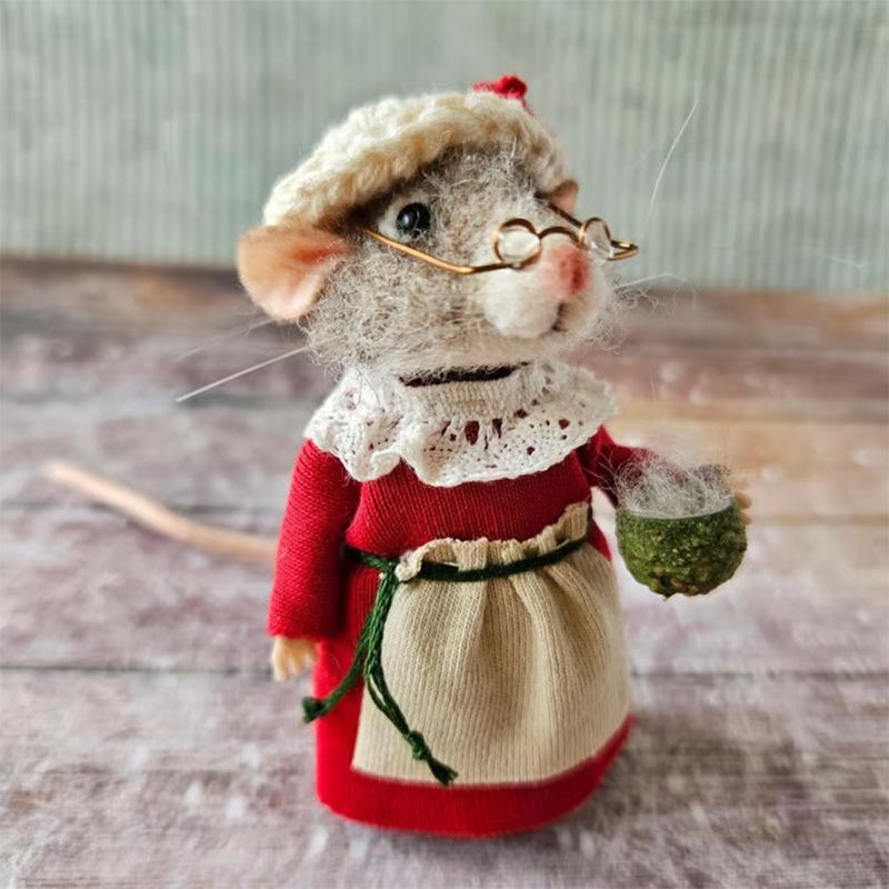 Christmas needle felt mouse ornament Christmas gift