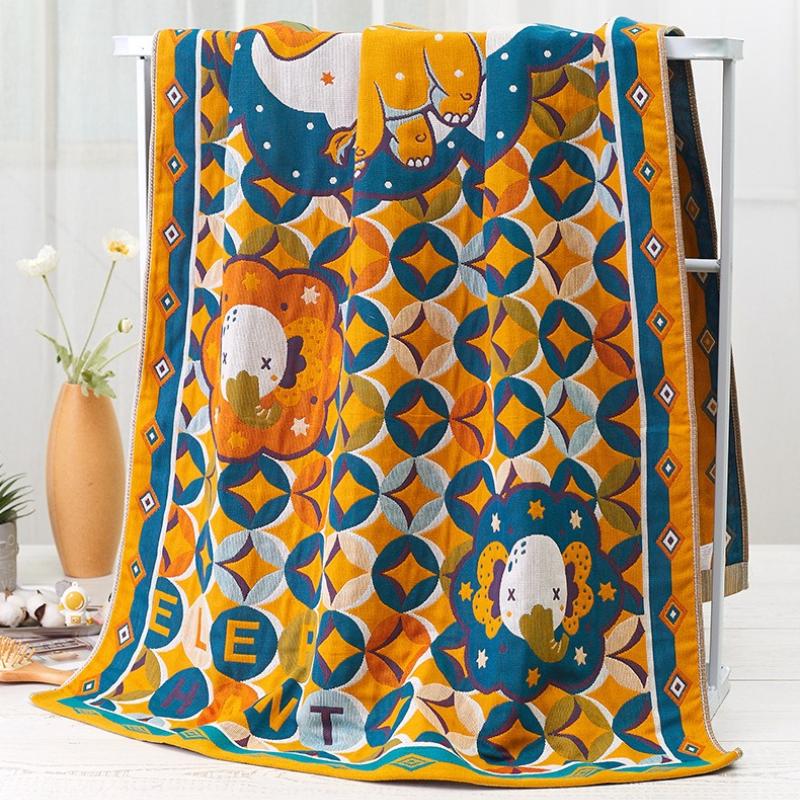 1pc Absorbing Quick Bath Towel for Bathroom Beach, Pure Cotton Yarn Jacquard Bath Towel Soft Large Towel 80x160cm, Various Style Floral Pattern Design