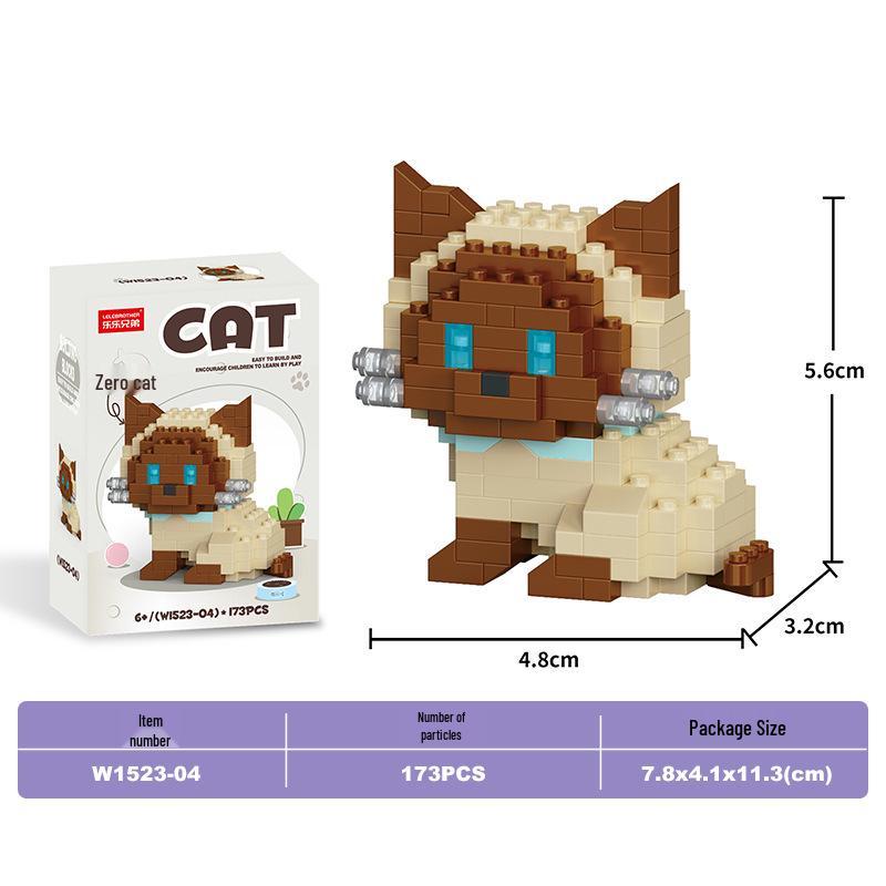 Lele Brothers Micro-Particle Building Blocks Orange Cat Model - Compatible with Lego Educational Toy for Kids