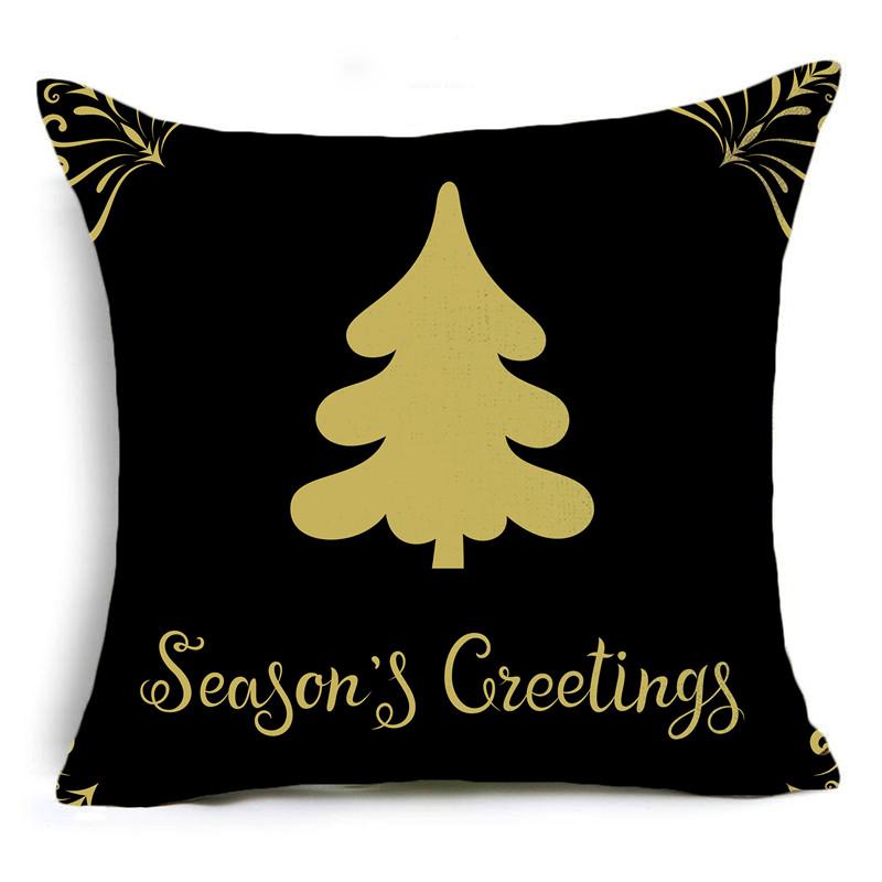 Creative Black and White Christmas Theme Pillowcase Holiday Gift Sofa Decorative Cushion Cover 40*40cm/45*45cm/50*50cm