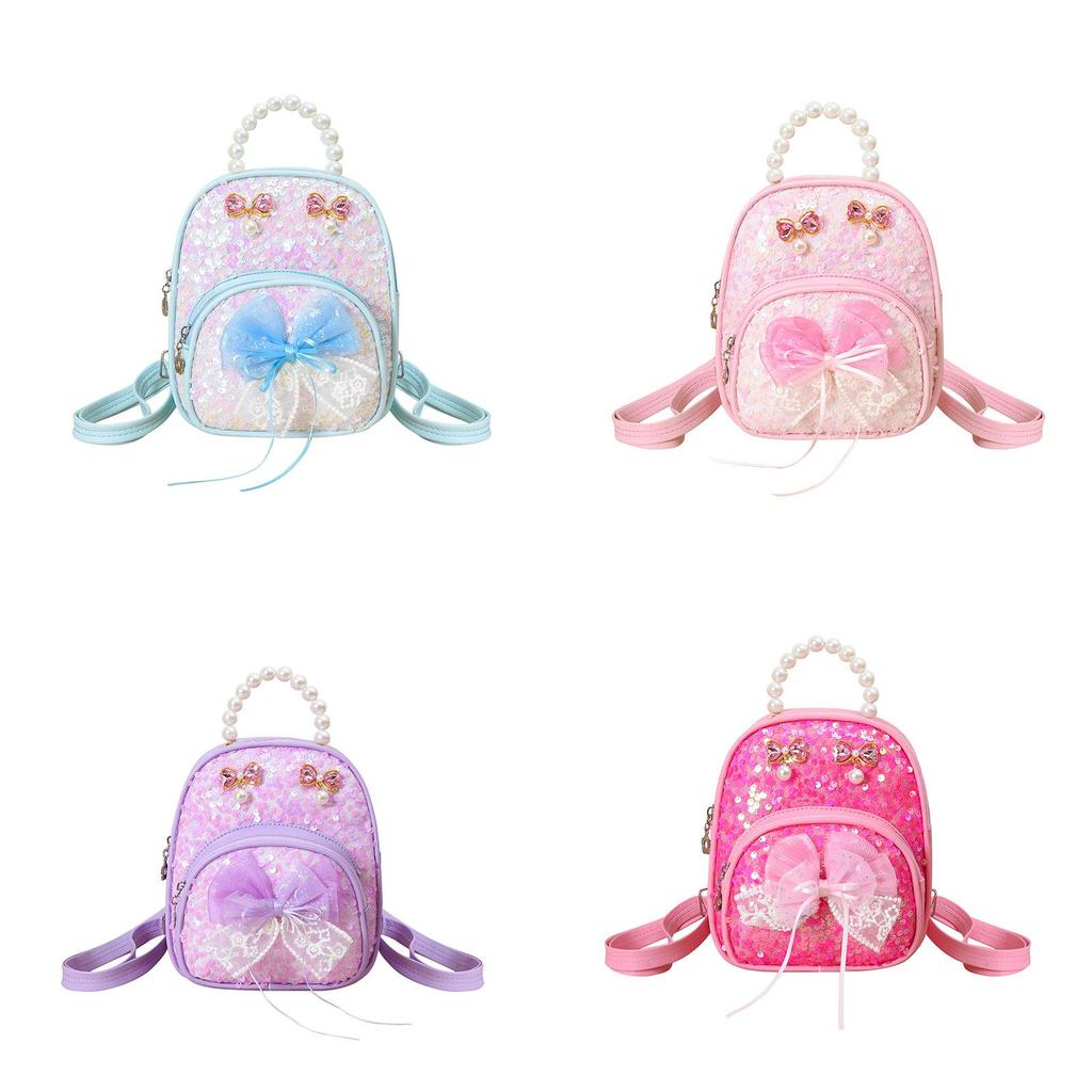 Backpack Fashion Kids With Artificial Pearl Hand Held And Bow Decor For Daily