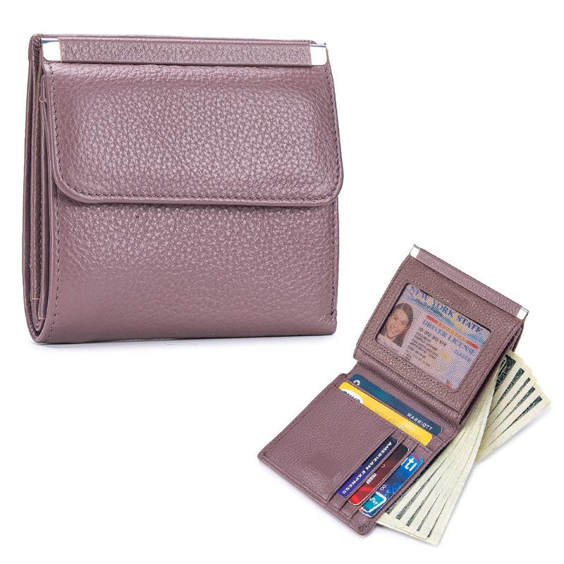 

New leather short wallet women s premium storage bag first layer cowhide wallet multi-function card bag change bag