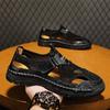 Fashion Hot Sale Summer Men's Shoes Outdoor Sandals Non-slip Men Beach Flats Handmade Leather Man Mesh Shoes Fashion Wading Aqua Shoes