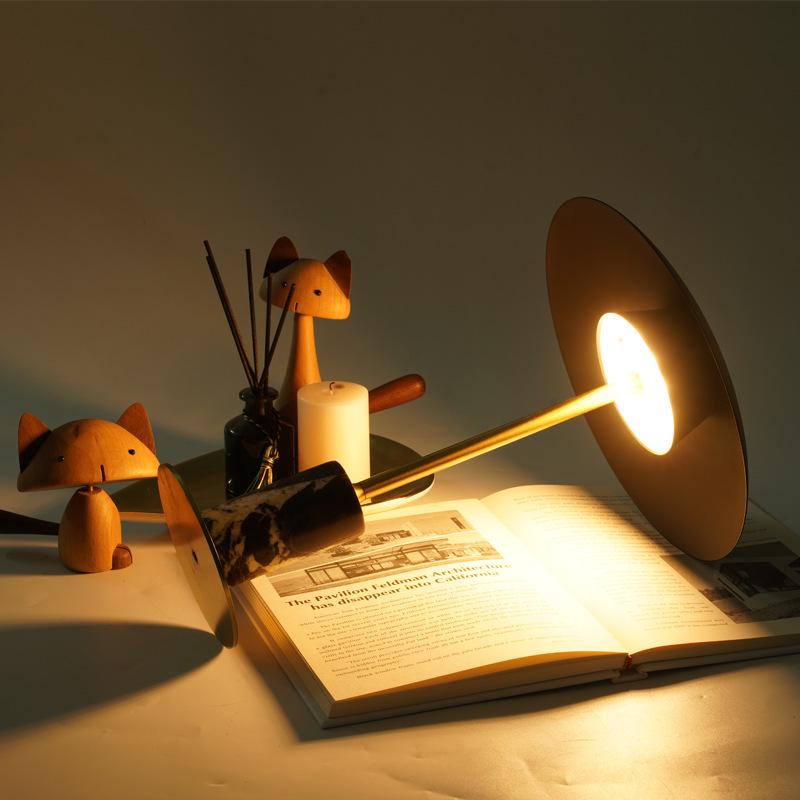 LED Touch-Control Wrought Iron Marble Night Light for Bedroom, Study, Hotel, Cafe, or Bar