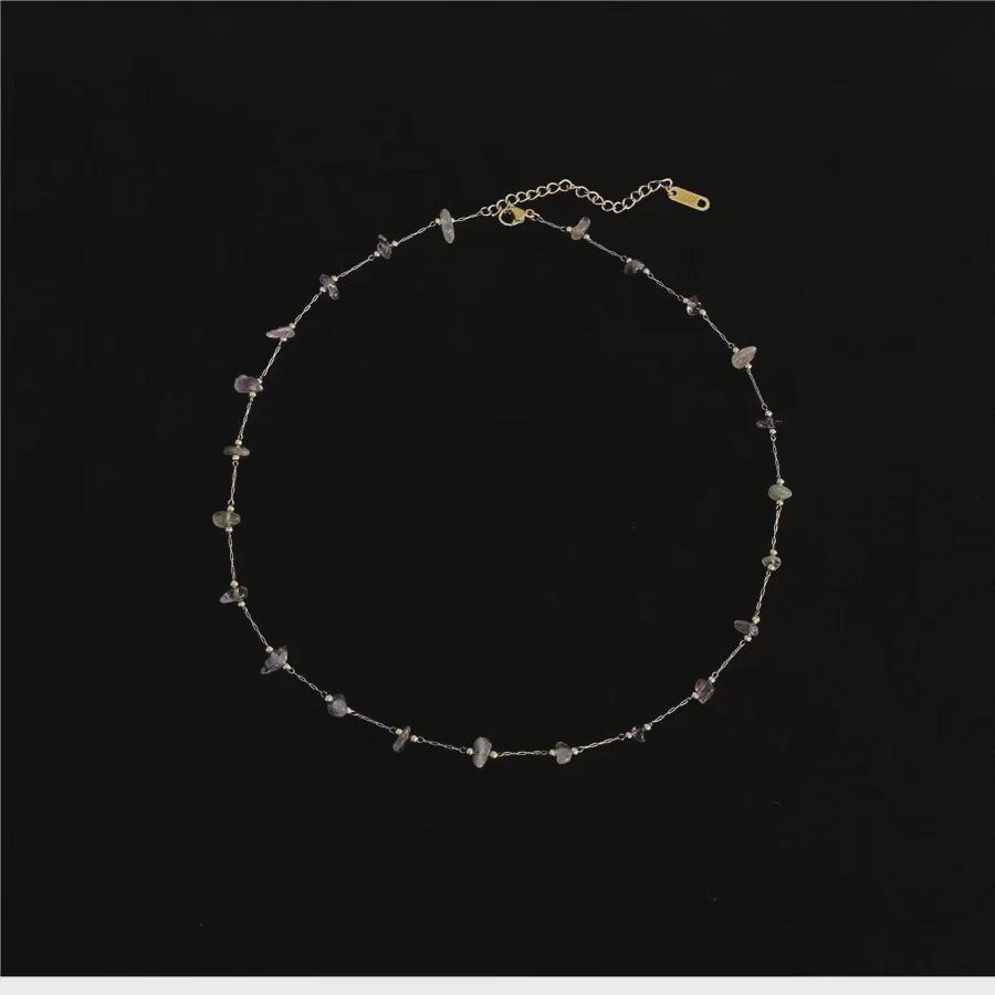 Amethyst Stone & Titanium Steel Necklace for Women - Elegant, Trendy, and Durable Pendant