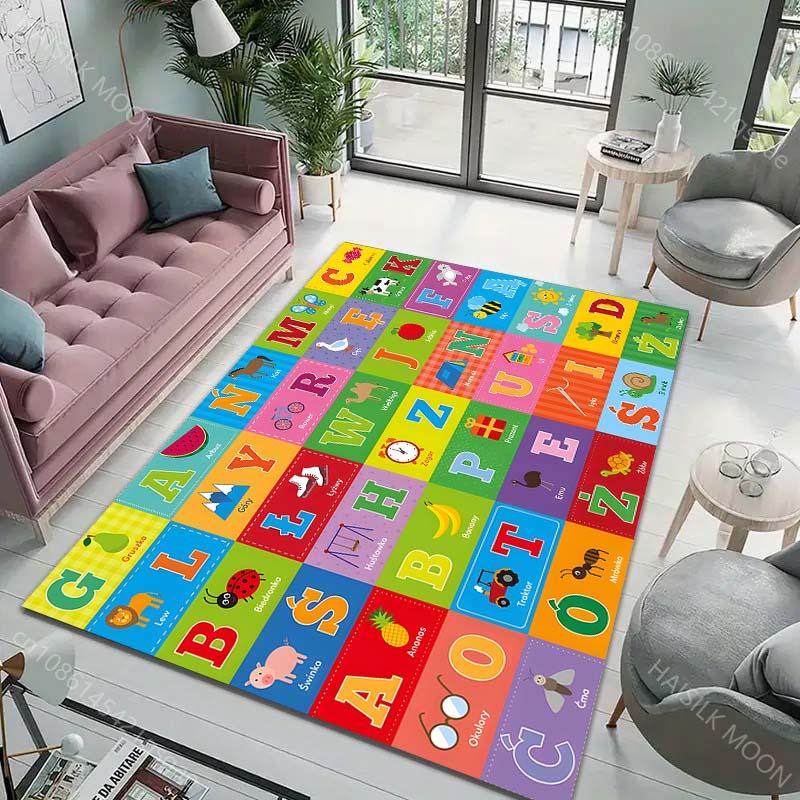 Cartoon Letters ABC Carpet for Living Room Bedroom Sofa Creative Doormat Home Decor Area Rug Children's Activity Carpet