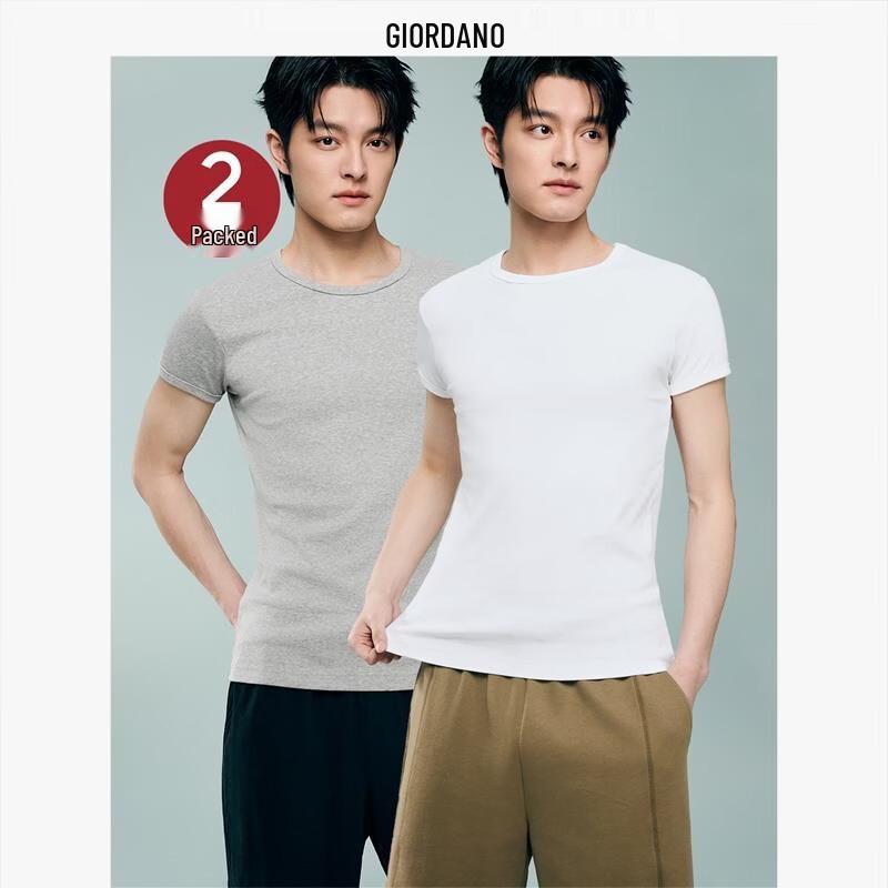 Giordano Men s Pure Cotton Crew Neck T-Shirt (2-Pack) XL