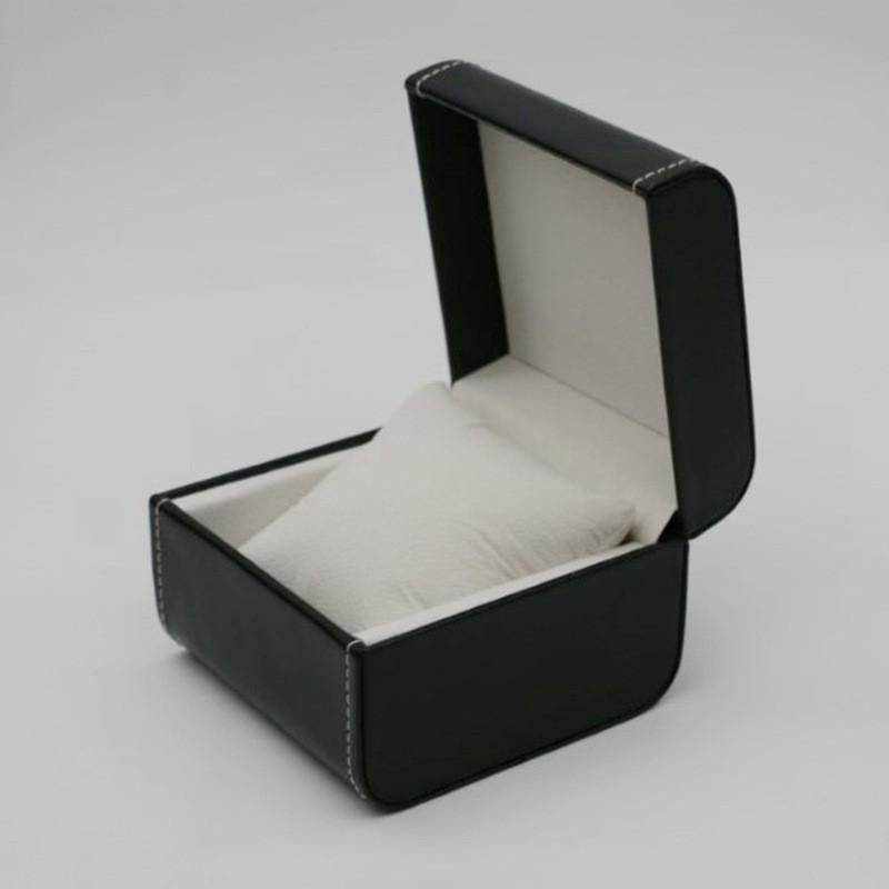 Rounded Corner PU Leather Single Watch Storage Box with Threaded Flip Cover