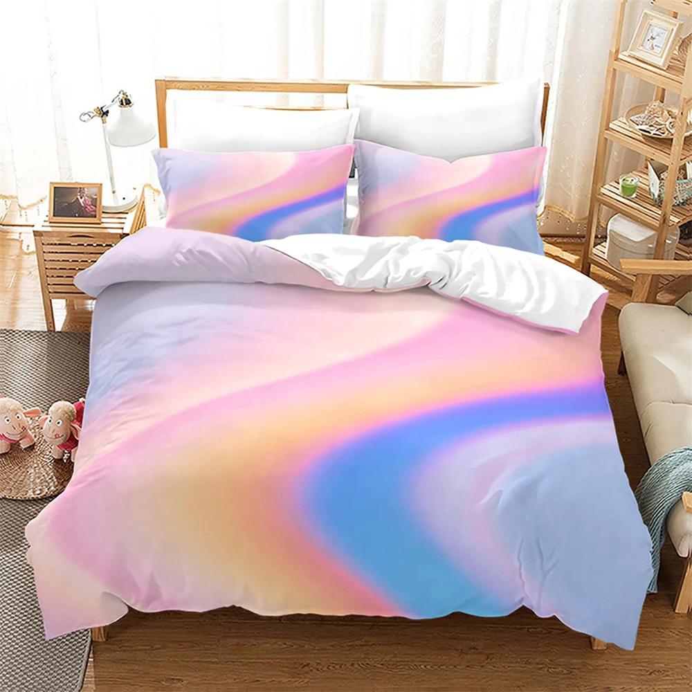 Rainbow Gradient Cloud Duvet Cover Collection Colorful Print Bedding Collection For Girls Women Bedroom Decorative Bedspread