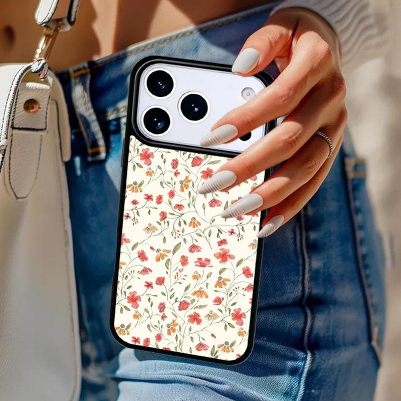 Vintage Flower Phone Case For iPhone 17 Air 14 15 13 12 Max Cover For Apple 16e 11 Pro Max Plus Coque