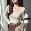 Women's Slim Fit Long Sleeve U-Neck Top - Spring Style Base Layer