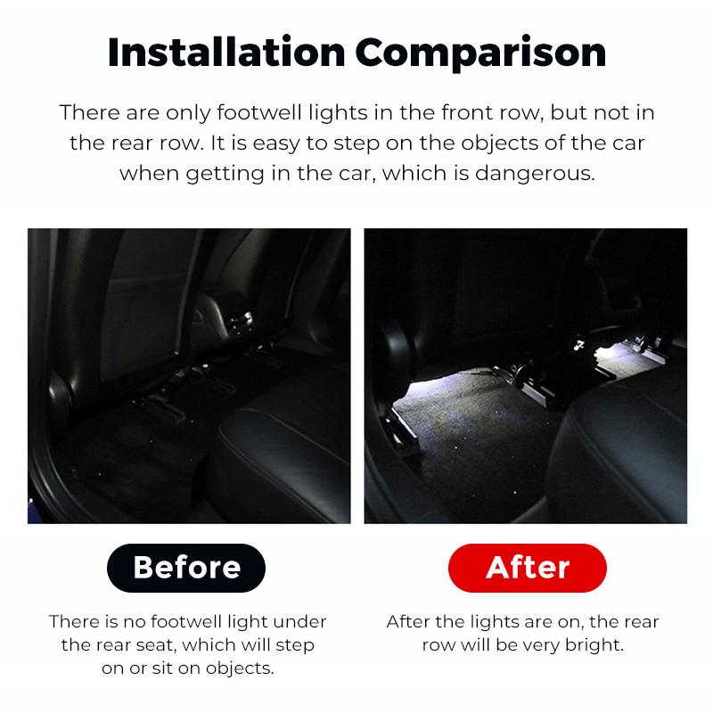 Futhope LED Under Chair Lighting Non-destructive Installation For Tesla Model Y 18-23 Night Driving Visible Car Footwell Light