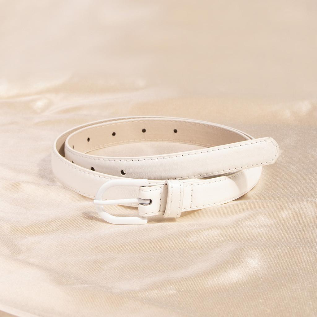Womens Faux Leather Belt With Geometric Alloy Buckle For Daily Casual Use