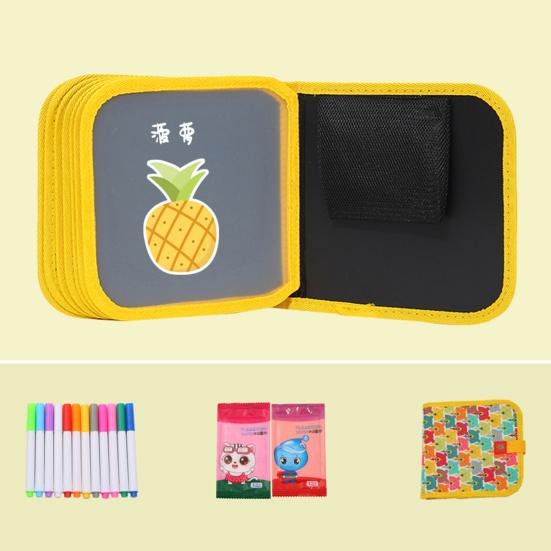 Kids Erasable Graffiti Drawing Book with 12 Watercolor Pens 14 Pages Toddlers Boys Girls Cartoon Doodle Book Educational Drawing Toy