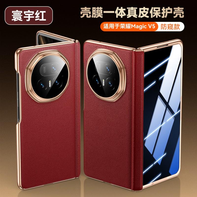 Premium Genuine Leather Full-Body Case Honor Magic V5 With Magnetic Lens Protection Kickstand