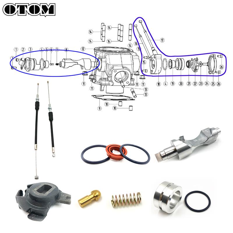 OTOM Motorcycle Control Valve Assembly Cable Wire O-ring Seal Bushing Spring Exhaust Rod Repair Part For YAMAHA DT230 MT250 Bike