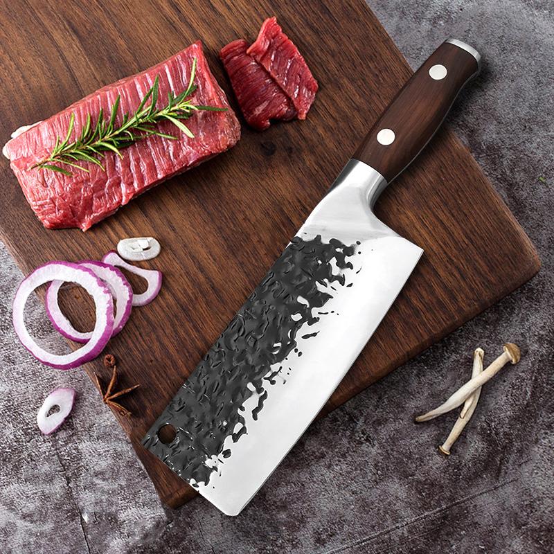 Kitchen Knives Cleaver Meat Chopping Vegetables Butcher Knife Wooden Handle Chef Cleaver Knives Hand Forged Blade Chinese Knives