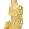 Dragon-riding Kannon Buddhist Statue, Approximately 17cm Tall, Natural Boxwood (Tsuge) Wood Carving, Dragon God, Dragon-riding Kannon, Dragon Kannon,