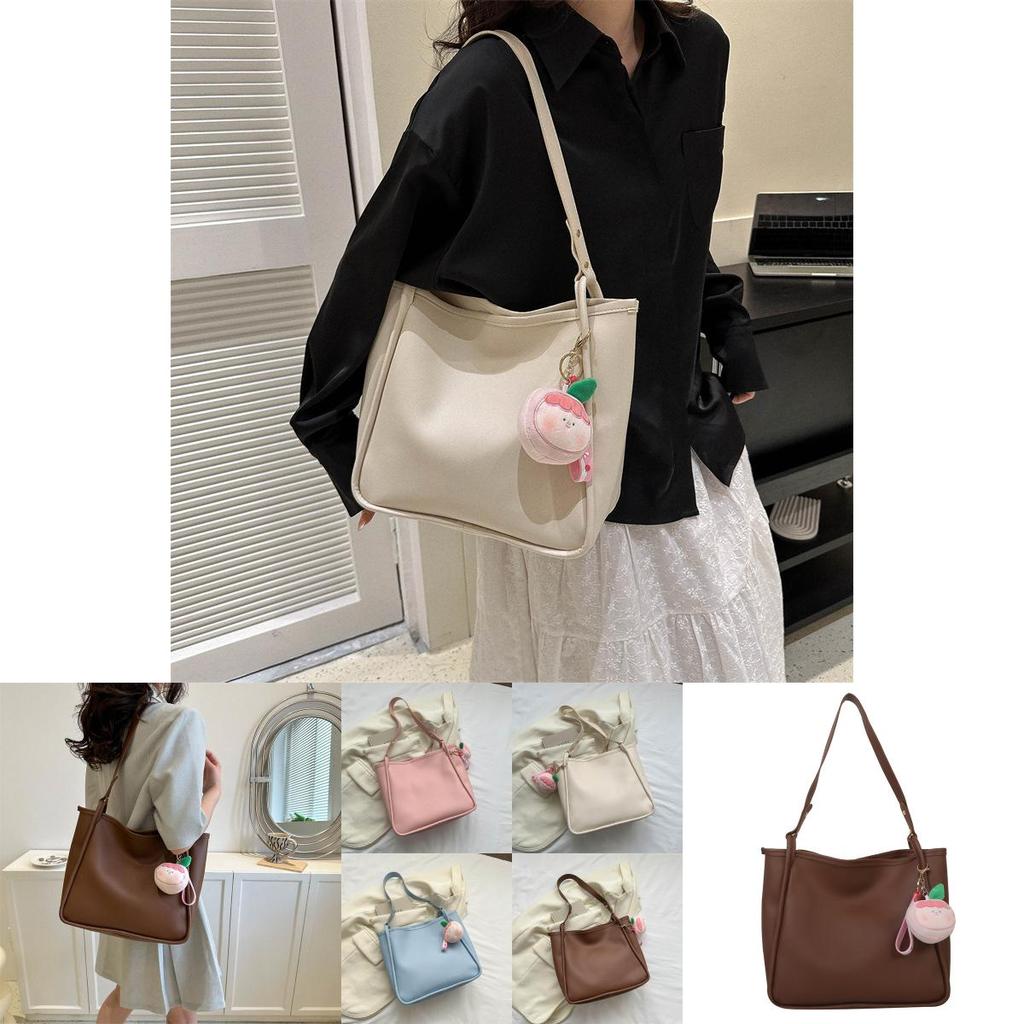 Stylish Pink Pu Tote Bag For Women Perfect For Casual Autumn Commute With Large Capacity