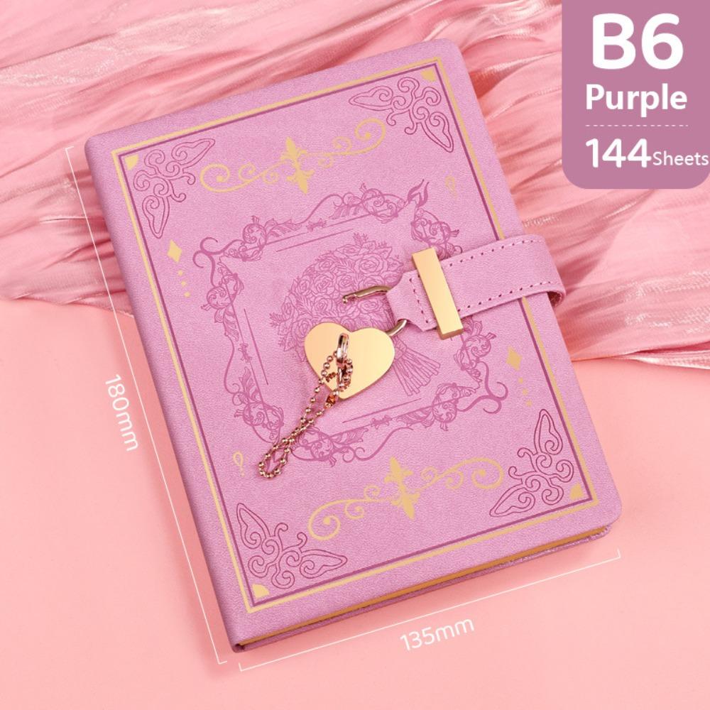 PU Leather B6 Secret Diary Book With Lock Key Secret Journal Portable Rose Code Book Women Girls
