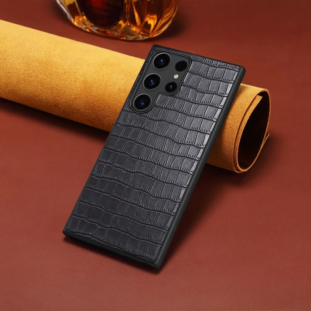 Crocodile Texture Leather Case for Samsung Galaxy S23 Ultra S24 Plus S21 FE A51 A34 A33 A52 A53 A54 A55 A05 A13 Shockproof Cover