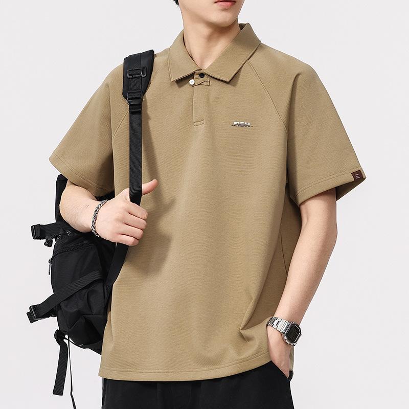 New Summer Men's Short-sleeved American Retro Basic Loose Polo Shirt Men's T-sleeved Short-sleeved