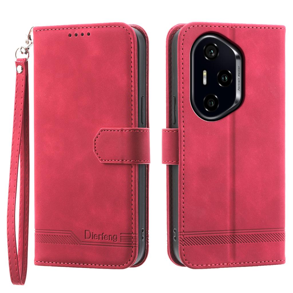 DIERFENG DF-03 For Honor 300 Pro/300 Ultra Leather Case Lines Imprint Wallet Phone Cover