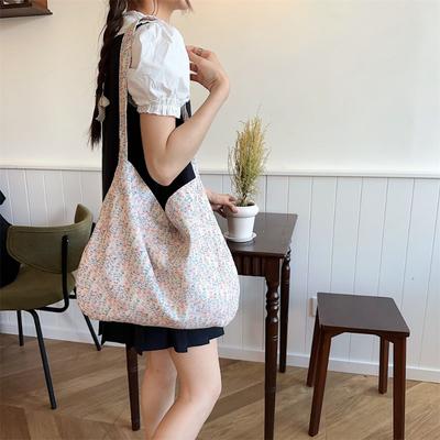 1 Floral Women's Bag Fashionable Canvas Bag Large Capacity Crossbody Armpit Bag Casual Shoulder Bag