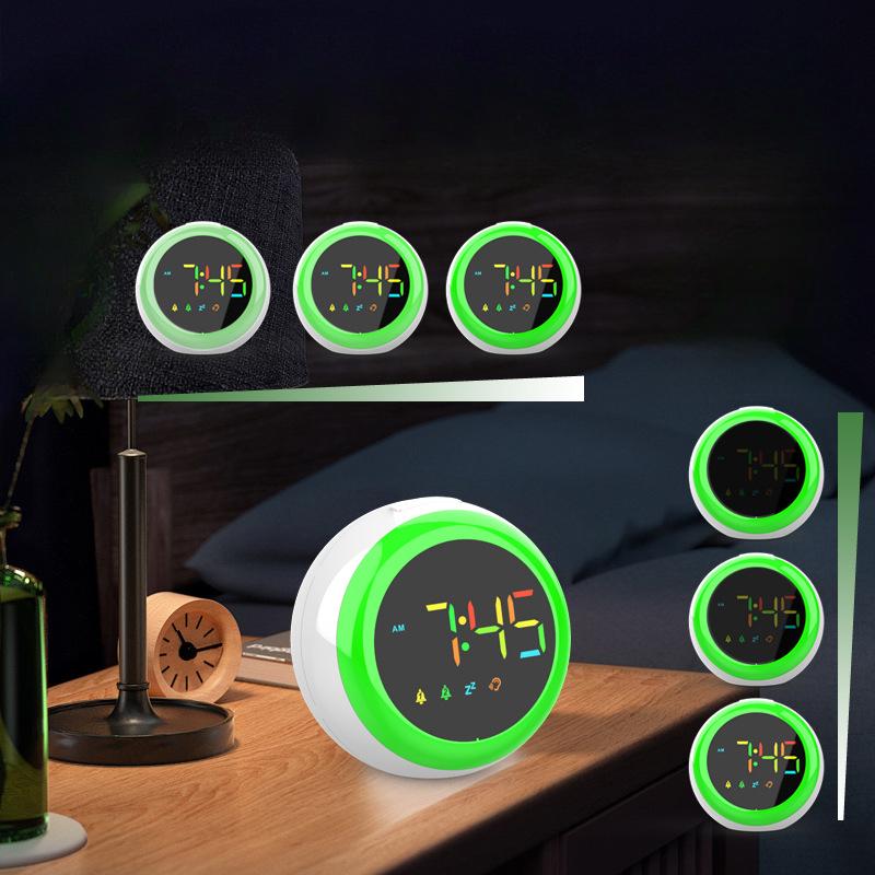 Voice Controlled LED Digital Electronic Clock Desktop Alarm Clock for Primary and Secondary School Students Rainbow Color Changing Bedside Clock