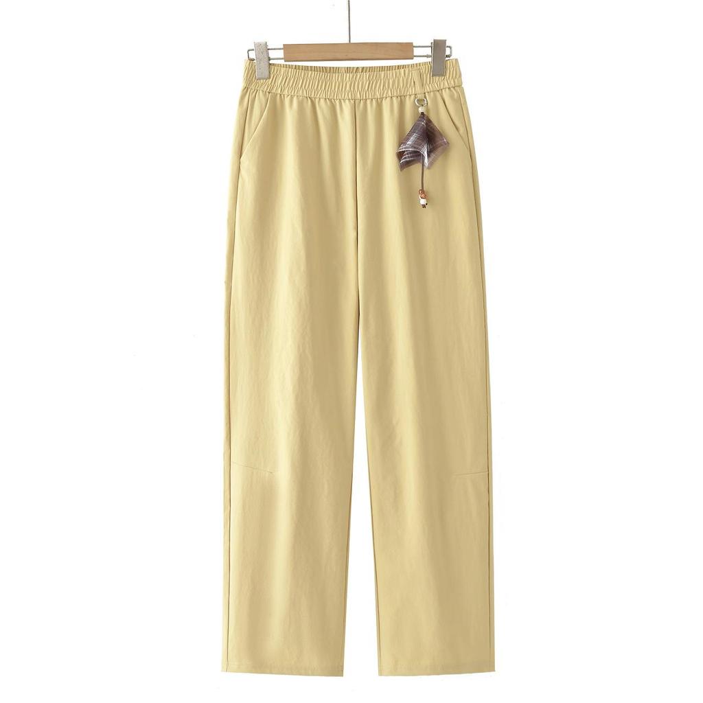 2026 New High-Waisted Elastic Straight-Leg Summer Pants for Middle-Aged Moms