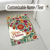 Floral Artwork Theme Soft Crystal Velvet Rug Custom Name & Text Print Non Slip Floor Rug for Bedroom Living Room