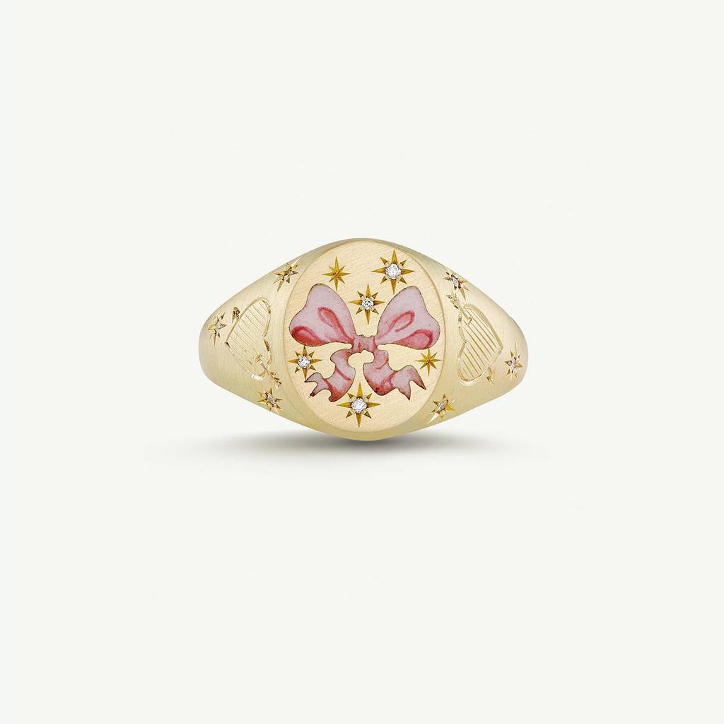 Titanium Steel Fashion Light Luxury Painted Seal Statement Ring Butterfly Love Rabbit Flower Personality Design Sense 18K