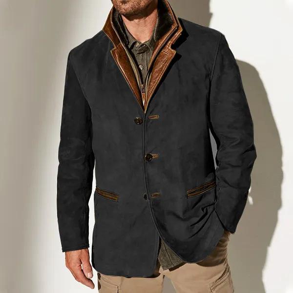 Spring And Autumn Men'S Fashion Retro Casual Tooling Splicing Contrasting Jacket