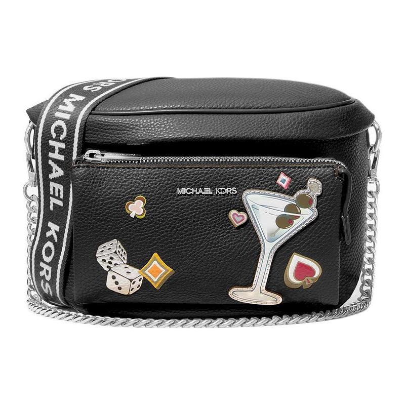 MICHAEL KORS Slater LV Brand Logo Pattern Print PU Crossbody Shoulder Bag Medium Women s Black чёрный