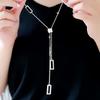 New geometric square long necklace women's Korean light luxury personalized sweater chain temperament versatile neck accessories