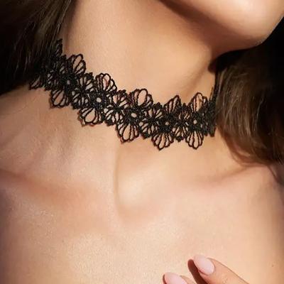 Gothic White Black Lace Necklace Women Chocker Tattoo Choker Vintage Collier Femme Statement Necklaces Pendants Collares Mujer