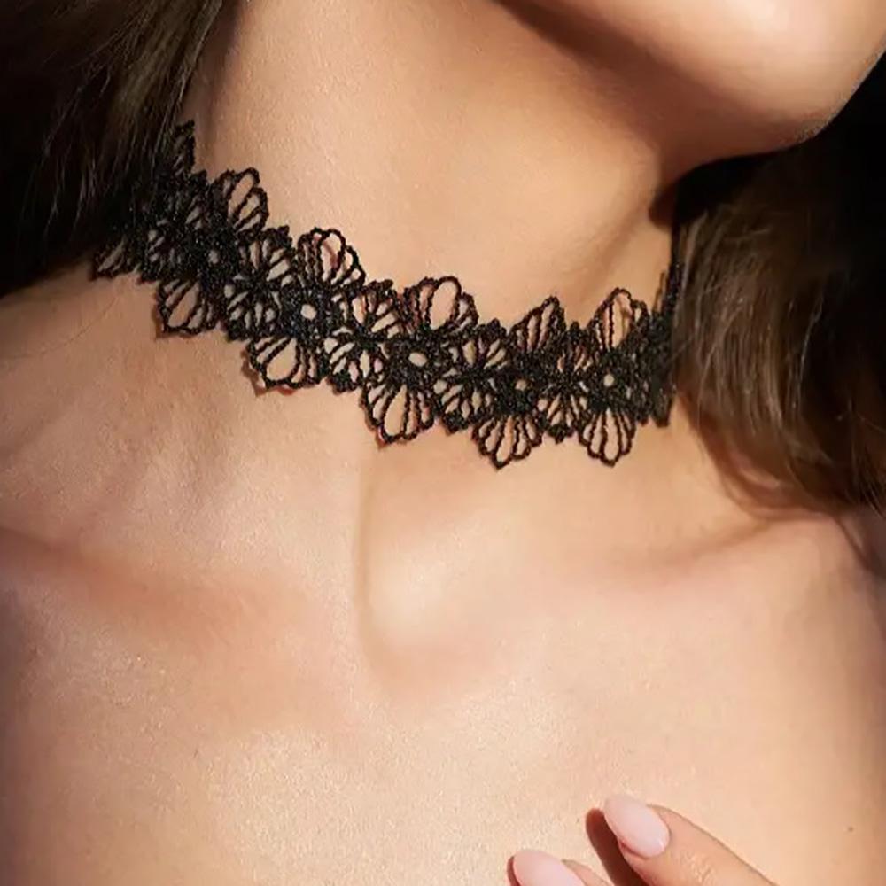 1pcs Cute Sweet Flower Lace Neck Strap Dressing Decoration Korean Style Hair Band Neckerchief Transparent Long Ribbon Head Scarf