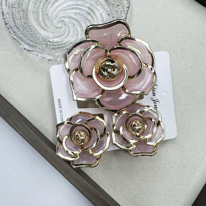 Set di pinze per capelli a forma di frangipani: Accessori per Capelli Floreali in Finto Marmo per Vacanze alla Moda