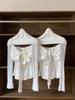 Spring 2026 Women's Slim French Bow Satin Bandeau Chiffon Shirt