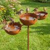 Metal Garden Rain Catcher Rusted Bird Feeding Station Freestanding Birdbath Stand  Outdoor