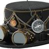 Dark Top Hat Steampunk Goggles Style Top Hat With Metal Chain Gothic Themed Cosplay Costume Accessories