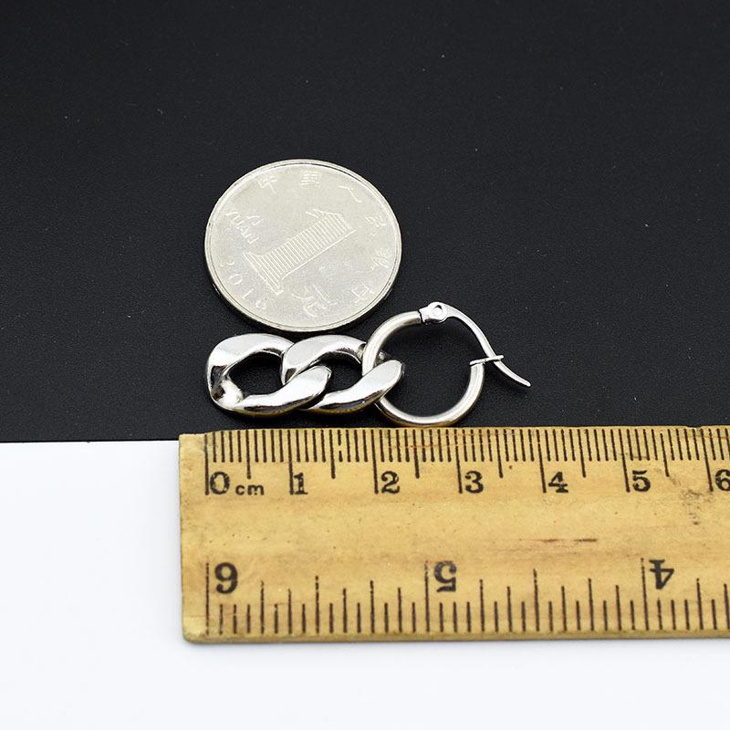 Titanium Steel Hip-Hop Chain Earrings – Japanese & Korean Style, Versatile European & American Trendsetting Ear Clips.