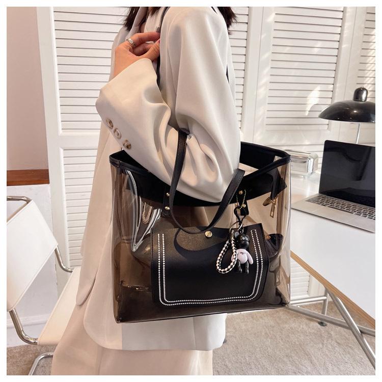 Borsa trasparente di grande capacità da donna per l'estate nuova moda e popolare borsa a tracolla versatile borsa tote
