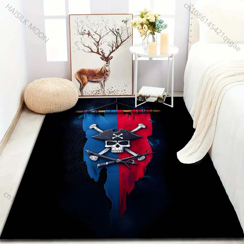 1PC Pirate Flag Print Carpet for Living Room Bedroom Bedside Sofa Floor Mat Modern Home Decor Aisle Corridor Area Rug