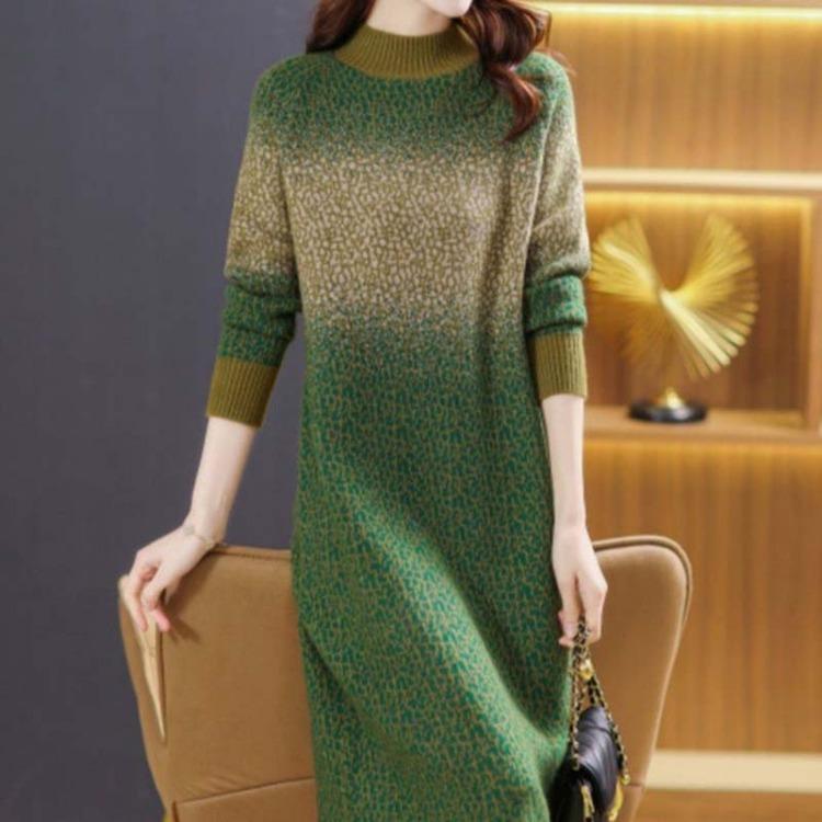 

Oversize Knitted Sweater Dress Top for Women Winter Autumn Thickened Warm Long Sleeve Stretchy Knitwear S жёлтый